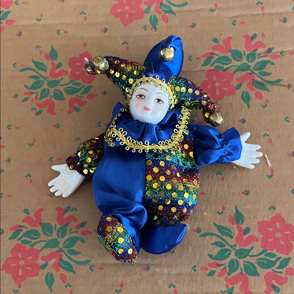Colorful Jester Doll with Bells